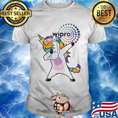 Unicorn mask wipro logo shirt