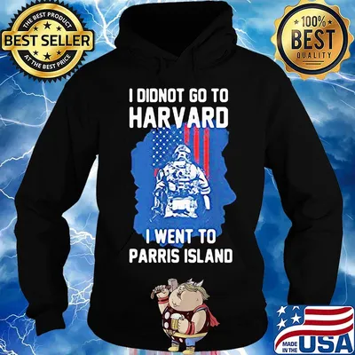 Veteran i didnot go to harvard i went to parris island american flag independence day s Hoodie