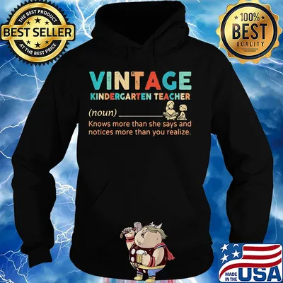 Vintage kindergarten teacher noun knows more than she says and notices more than you realize s Hoodie