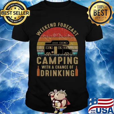 Weekend forecast camping with a chance of drinking vintage retro shirt