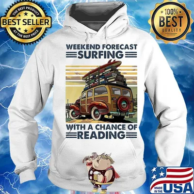 Weekend forecast surfing with a change of reading vintage retro s Hoodie