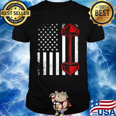 Weightlifting american flag america 4th of july independence day shirt