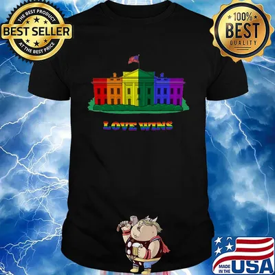 White House American Flag Independence Day LGBT Love Wins Shirt