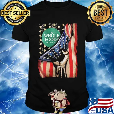 Whole foods market american flag happy independence day shirt