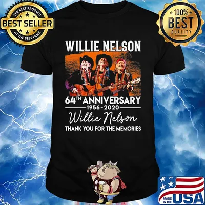 Willie nelson 64st anniversary 1956 2020 thank you for the memories signatures shirt