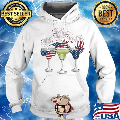 Wine Glass American flag independence day s Hoodie