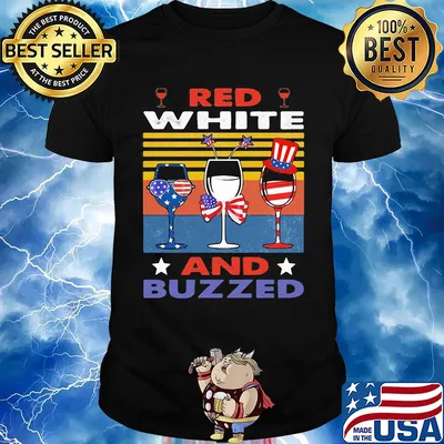 Wine red white and buzzed american flag independence day vintage retro shirt
