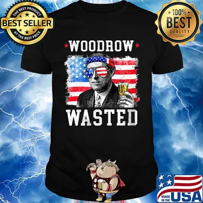 Woodrow wasted drinking 4th of july American flag shirt