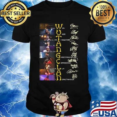 Wu tang clan band members signatures shirt