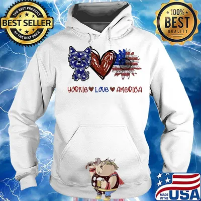 Yorkie love america 4th of july independence day s Hoodie