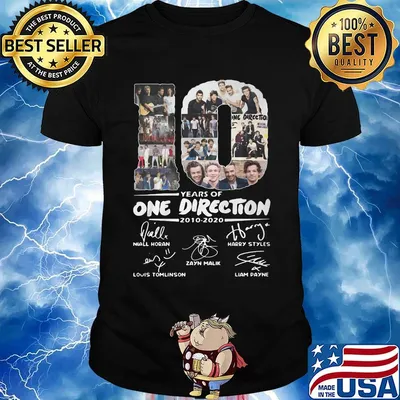 10 years of one direction band 2010 2020 signatures shirt