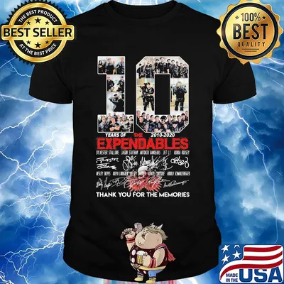 10 years of the expendables 2010-2020 signatures thank you for the memories shirt
