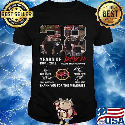 38 years of 1981 2019 slayer we are the champions thank you for the memories signatures shirt