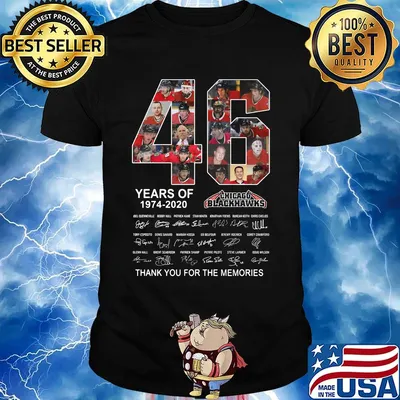 46 years of 1974 2020 chicago blackhawks thank you for the memories signatures shirt