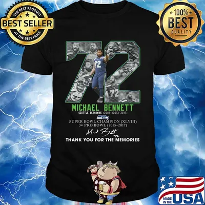 72 michael bennett seattle seahwks 2013 2017 suoer bowl chamopion thank you for the memories signature shirt