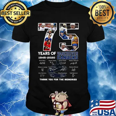 75 years of 1945 2020 vancouver canucks hockey thank you for the memories signatures shirt