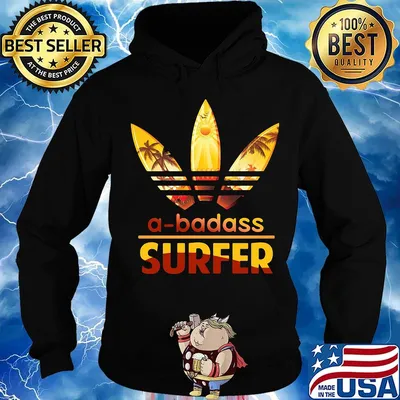 A-badass surfer adidas logo s Hoodie
