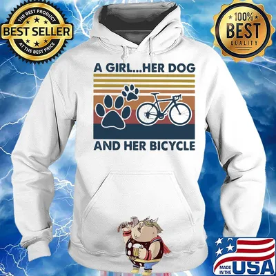 a girl her dog and her her bicycle vintage retro s Hoodie