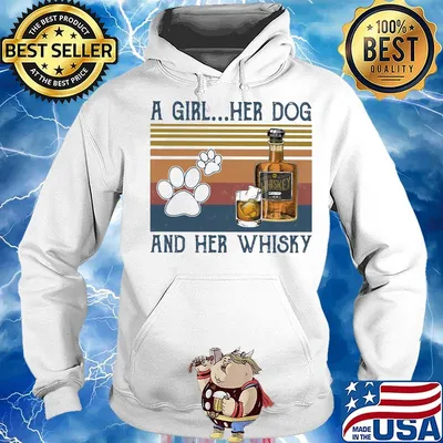 A girl her dog and her whisky vintage retro s Hoodie