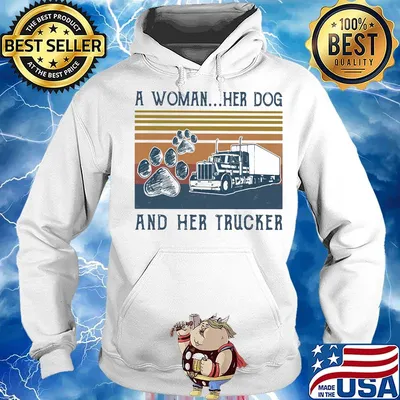 A woman her dog paw and her trucker vintage retro s Hoodie