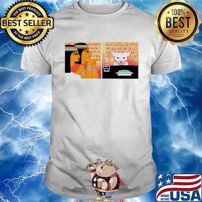Ancient egypt cat eating rice shirt