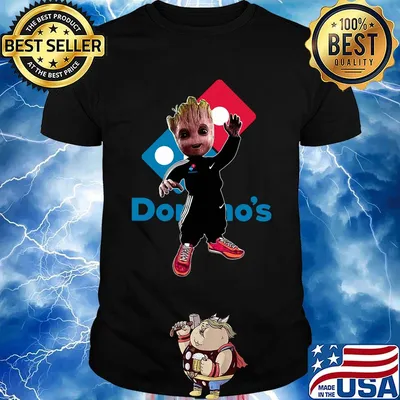 Baby groot domino's logo shirt