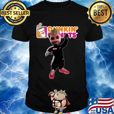 Baby groot dunkin donuts logo shirt