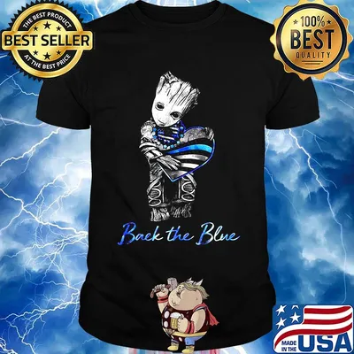 Baby groot hug heart back the blue american flag happy independence day shirt