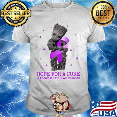 Baby groot hug hope for a cure alzheimer awareness shirt