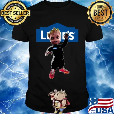 Baby groot lowe's logo shirt