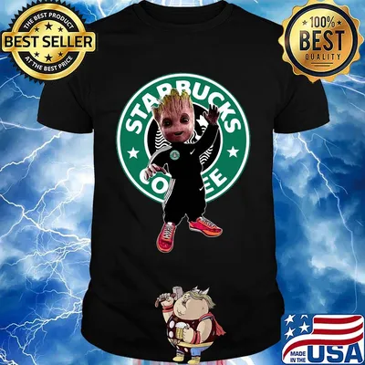 Baby groot starbucks coffee logo shirt