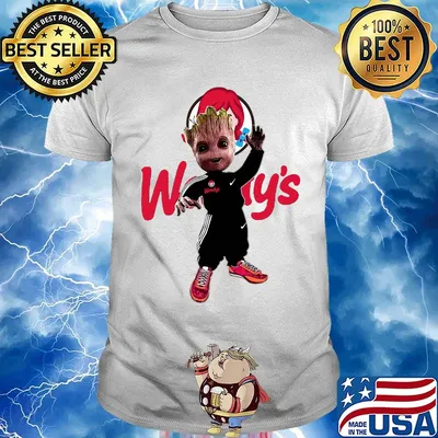 Baby groot wendy's logo shirt