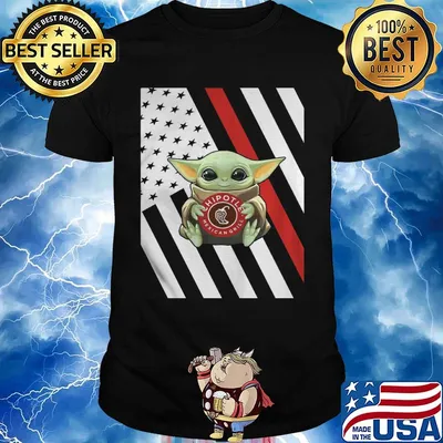 Baby Yoda hug Chipotle American flag shirt