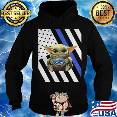 Baby yoda hug ford american flag independence day s Hoodie