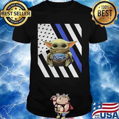 Baby yoda hug ford american flag independence day shirt