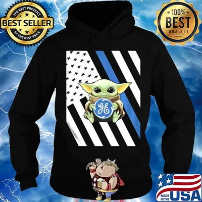 Baby Yoda hug general electric American flag s Hoodie
