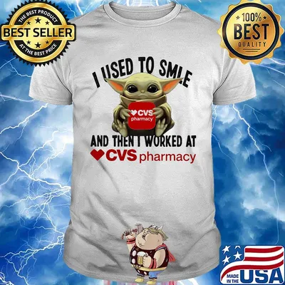 Baby yoda i used to smile and then i worked at cvs pharmacy shirt