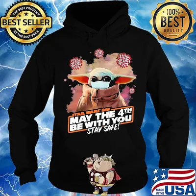 Baby yoda mask star wars day may the 4th be with you stay safe covid-19 s Hoodie