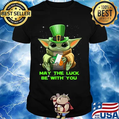 Baby yoda may the luck be with you happy st.patrick's day shirt