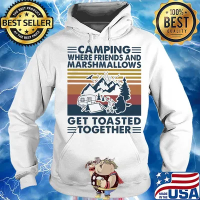 Bear Camping where friends and marshmallows get toasted together vintage retro s Hoodie