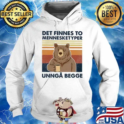 Bear Det finnes to mennesketyper unnga begge Vintage retro s Hoodie