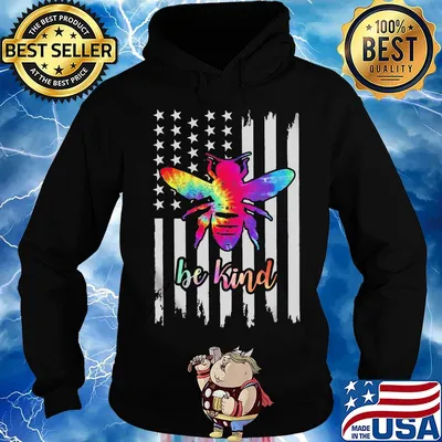 Bee American Flag Be kind s Hoodie