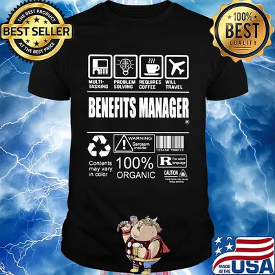 Benefits manager multi tasking problem solving requires coffee will travel shirt
