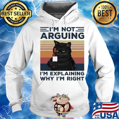 Black Cat I'm not Arguing I'm explaining why I'm right Vintage retro s Hoodie