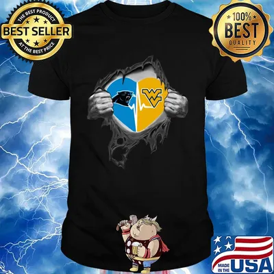Blood insides carolina panthers and west virginia heartbeat shirt