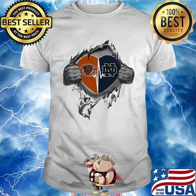 Blood insides chicago bears and notre dame fighting irish heart shirt