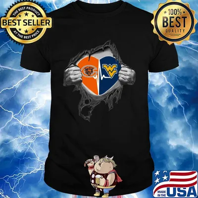 Blood insides chicago bears and west virginia heartbeat shirt