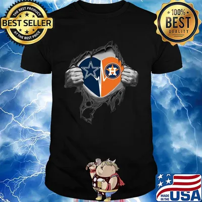 Blood insides dallas cowboys and houston astros heartbeat shirt