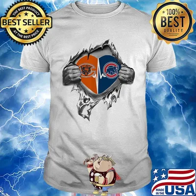 Blood insides heart chicago bears vs chicago cubs shirt