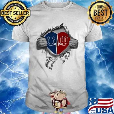 Blood insides indianapolis colts and indiana hoosiers heart shirt